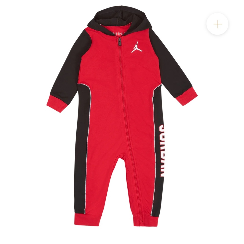 Jordan Red and Black Bodysuit with Hood and Zipper